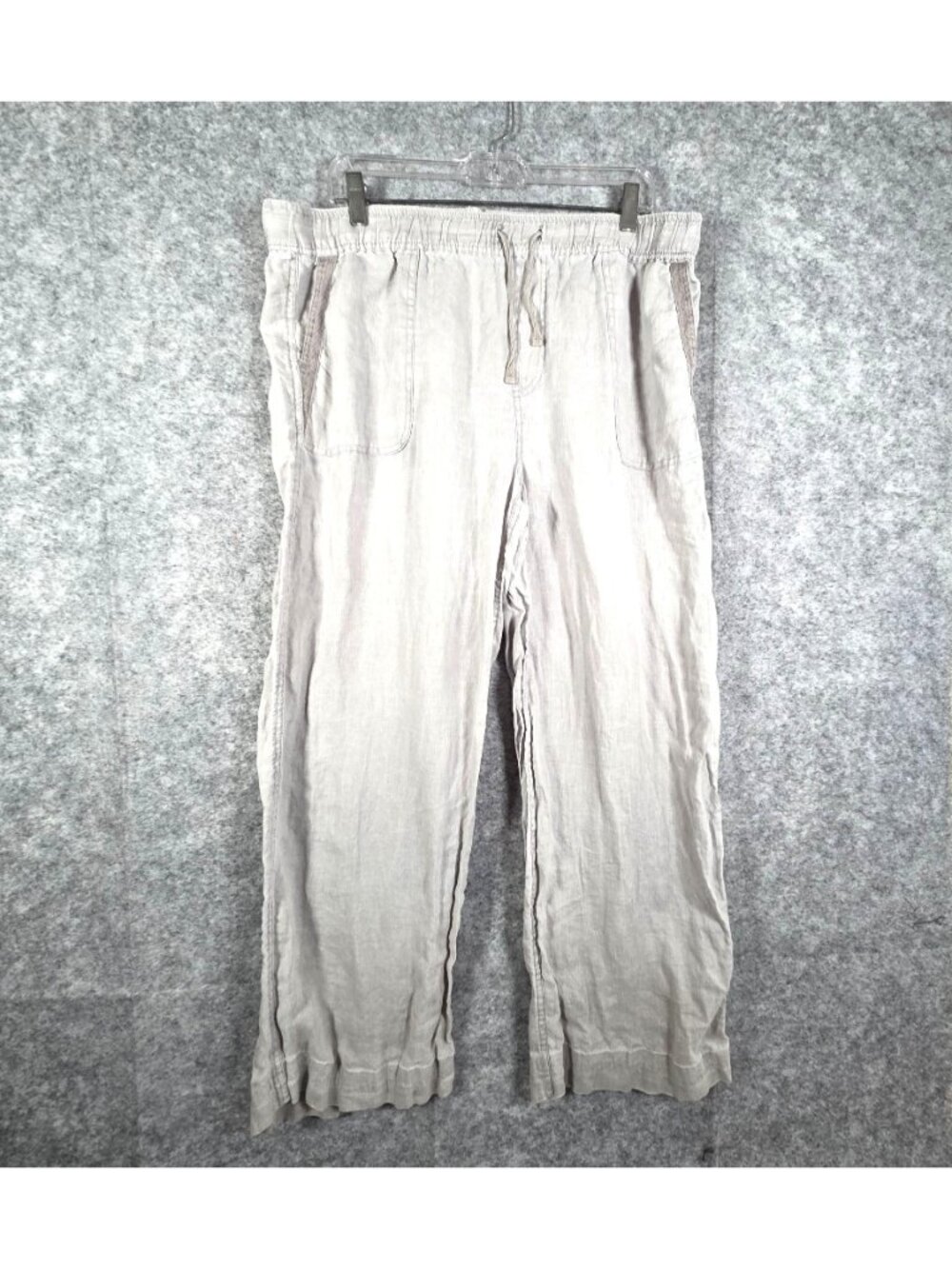 Artisan NY Women’s Linen Drawstring Wide Leg Pants Beige Gray Size L - Picture 2 of 10